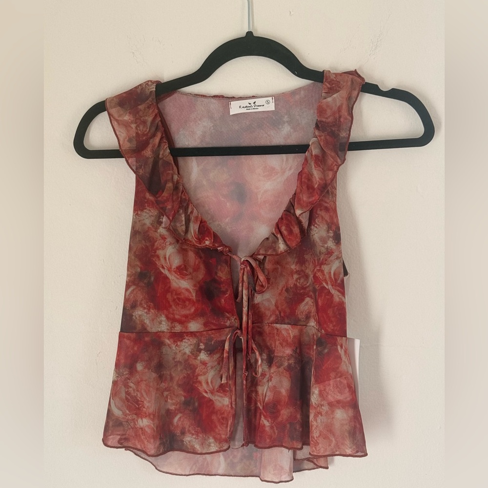 Rebellious Dreamer Mesh Print Top